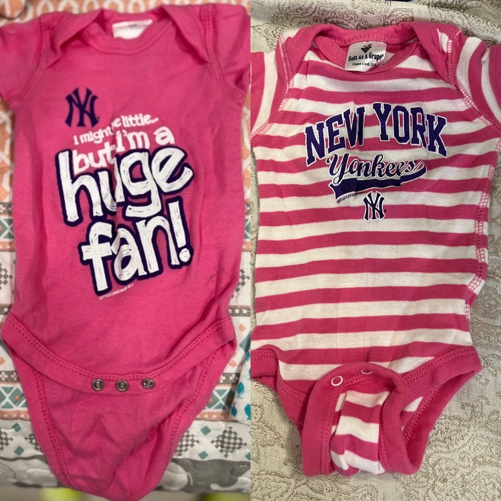 2 New York Yankee onesies, like new, gently worn with no stains, tears, etc